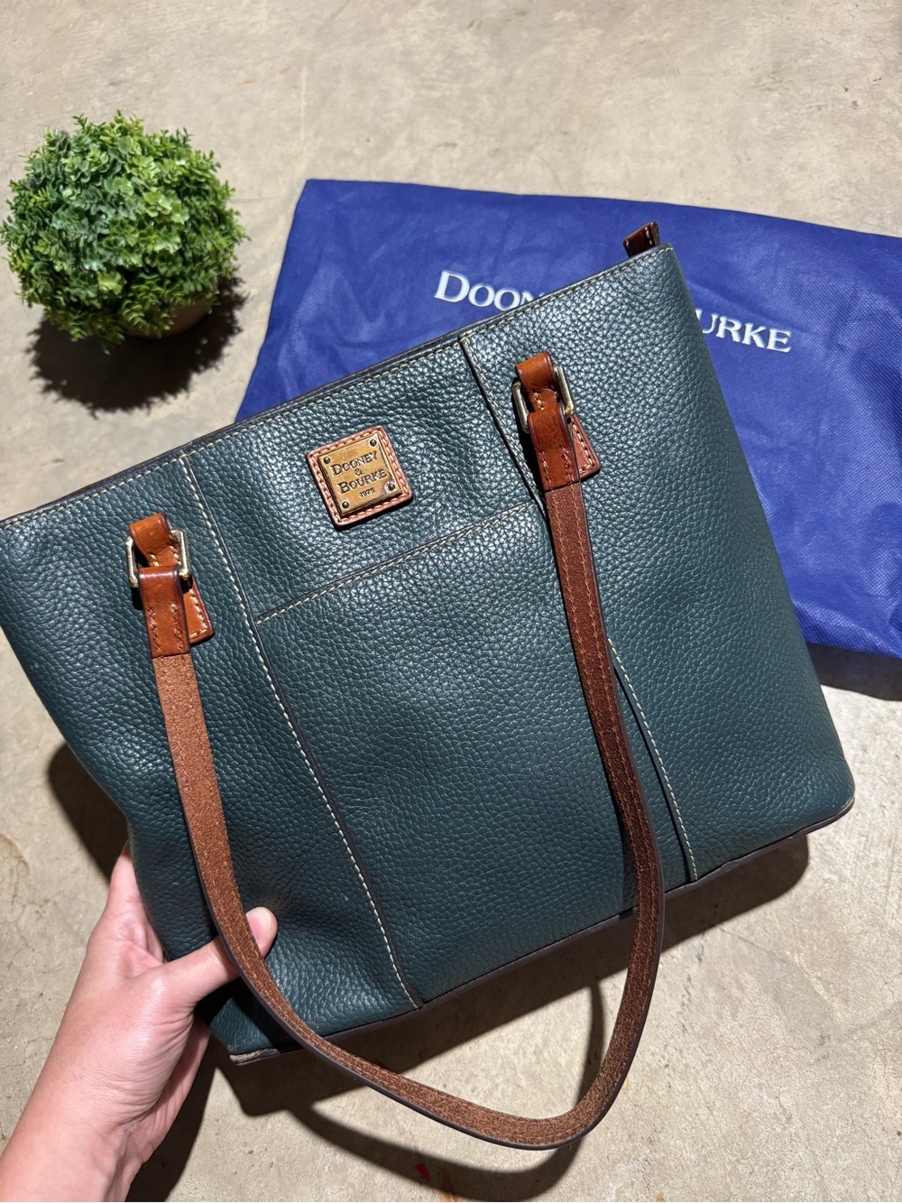 Dooney & Bourke Pebble Leather Small Lexington Shopper Bag Tote Purse Green